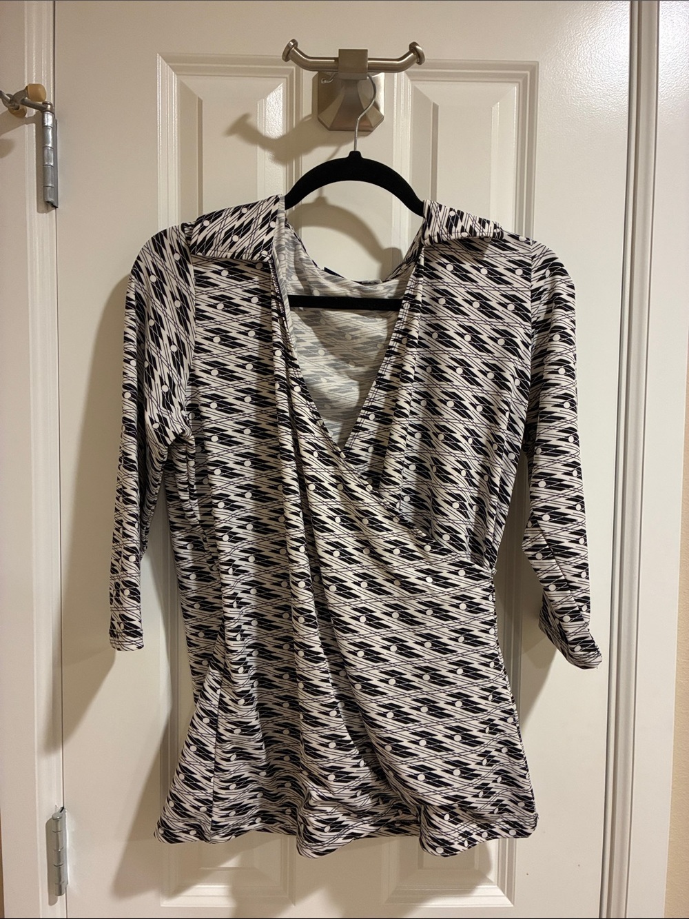 Ricki's Black and White Geometric Wrap Tunic